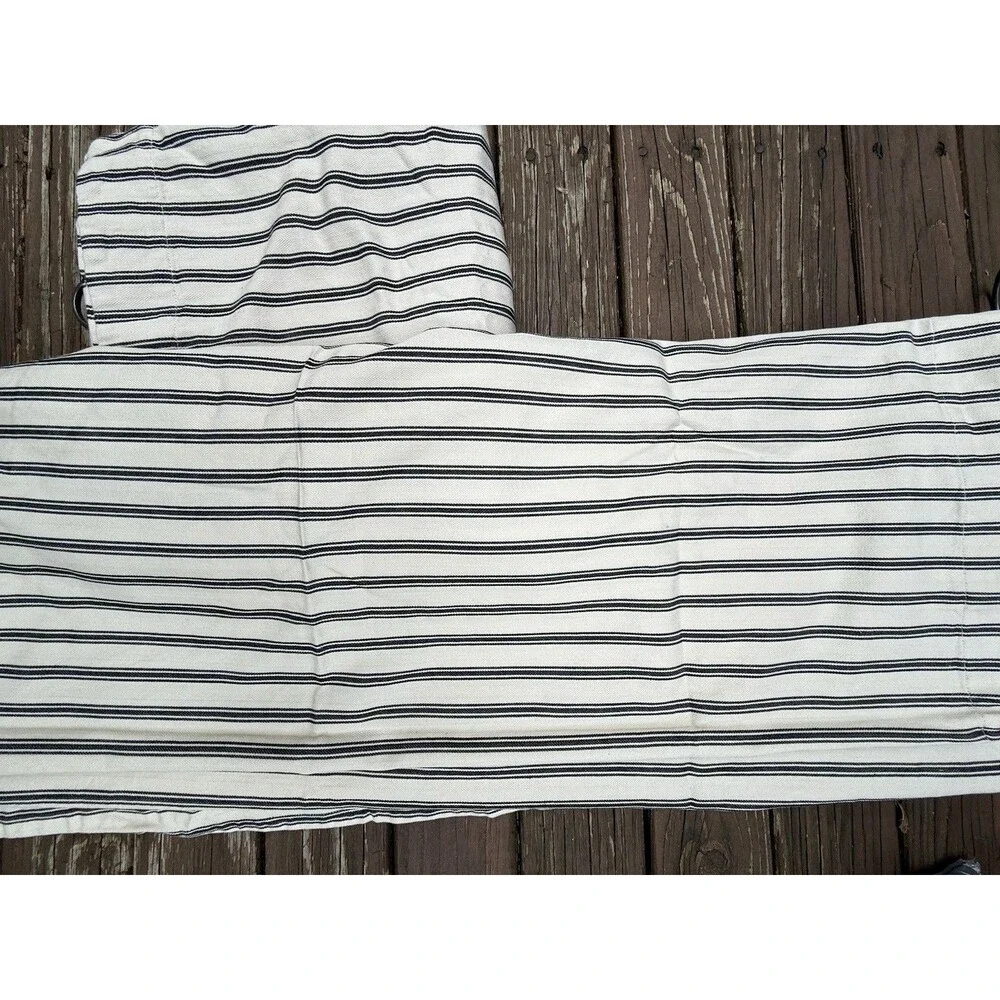 Pottery Barn Set of 2 Stripe Drapes Linen Blend Curtains 48“ X 79“  & Rings Blue